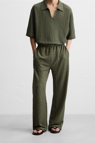 TEXTURED STRUCTURE TROUSERS - Green by Zara - Image 1