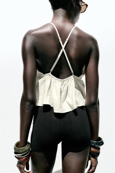 BEADED STRAPPY TOP - Ecru by Zara - Image 2