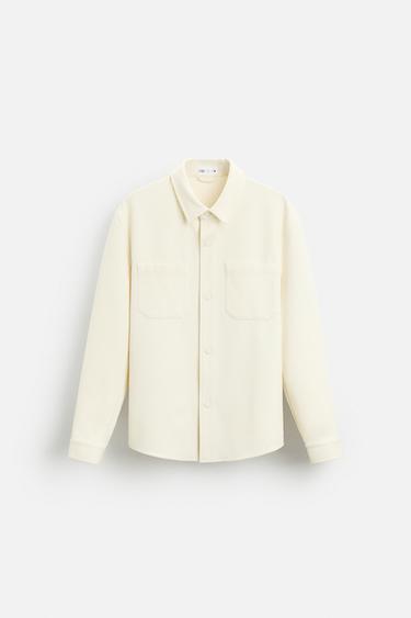 Zara STRETCH OVERSHIRT - Mid-ecru