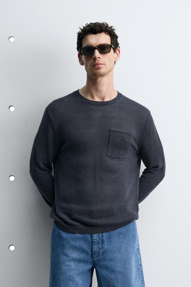 ZARA 100% LINEN REGULAR FIT JUMPER