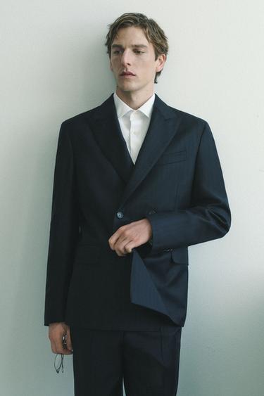 BLAZER TRAJE RAYA DIPLOMÁTICA 100% LANA - Marino de Zara