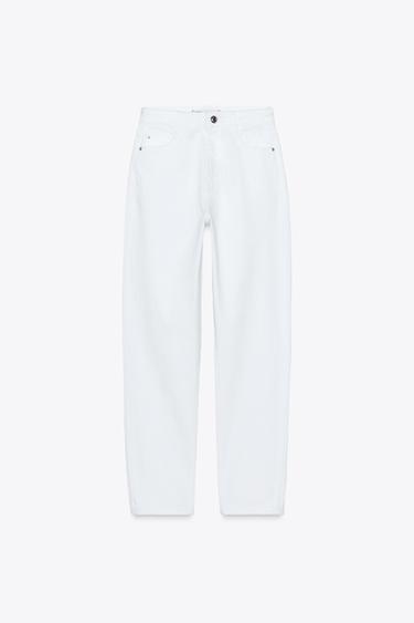 Zara Z1975 HIGH-WAIST MOM LEG JEANS - White