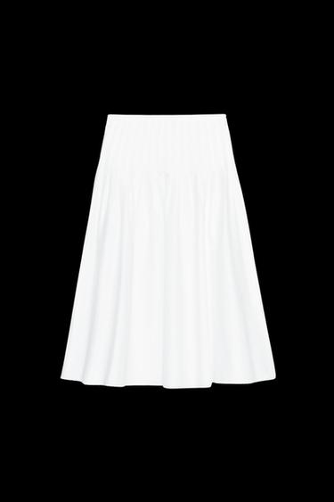 FALDA MIDI PLIEGUES - Blanco de Zara