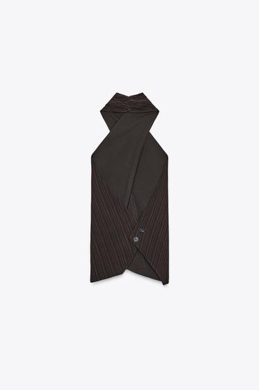 STRIPED HALTER TOP - Dark brown by Zara - Image 2