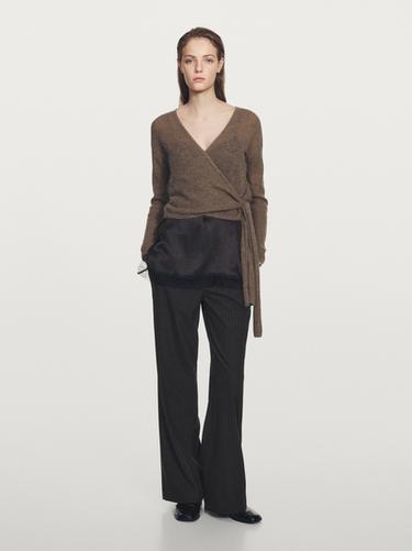 Pantalon large à rayures tennis - Gris de Zara