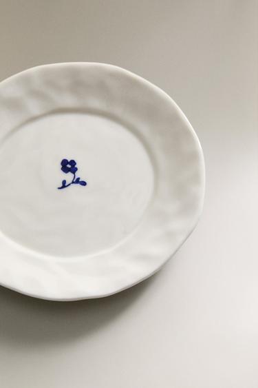 PORCELAIN SIDE PLATE WITH FLORAL PRINT - White / Navy by Zara - Image 2