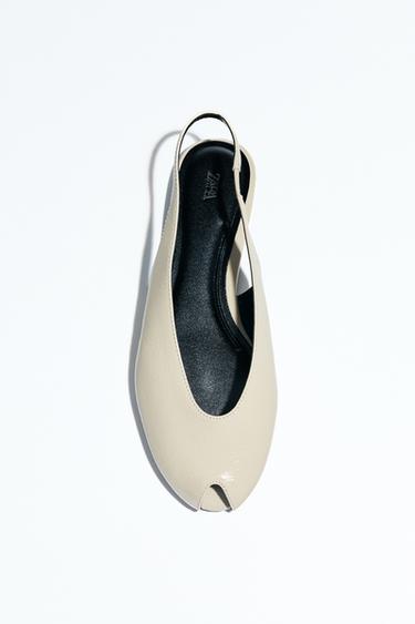 Zara OPEN TOE SLINGBACK SHOES - white