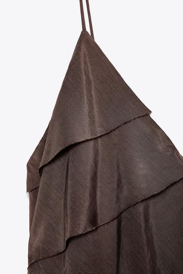 ROBE À VOLANTS ZW COLLECTION - Marron de Zara - Image 8