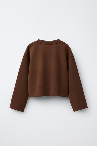 SWEATSHIRT WITH MODAL AND CONTRAST NECK - Brown by Zara - Image 1
