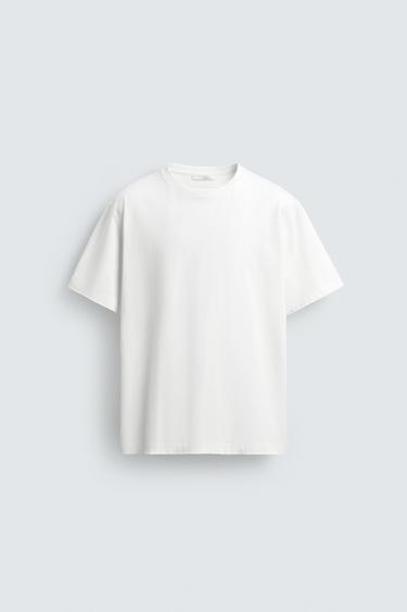 Zaras T-SHIRT MEDIUM WEIGHT BAS /02 - Vit