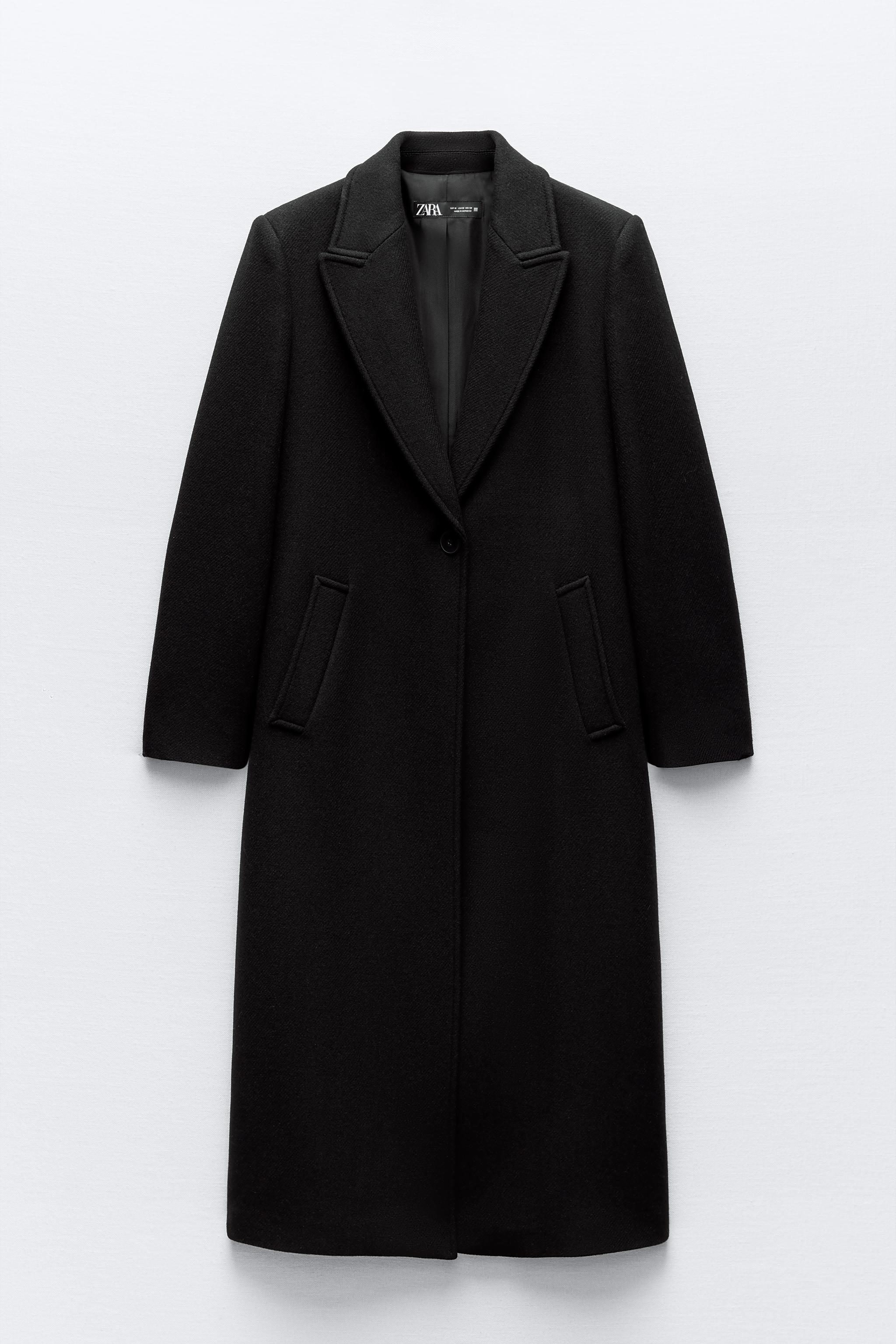 Black long coat zara best sale