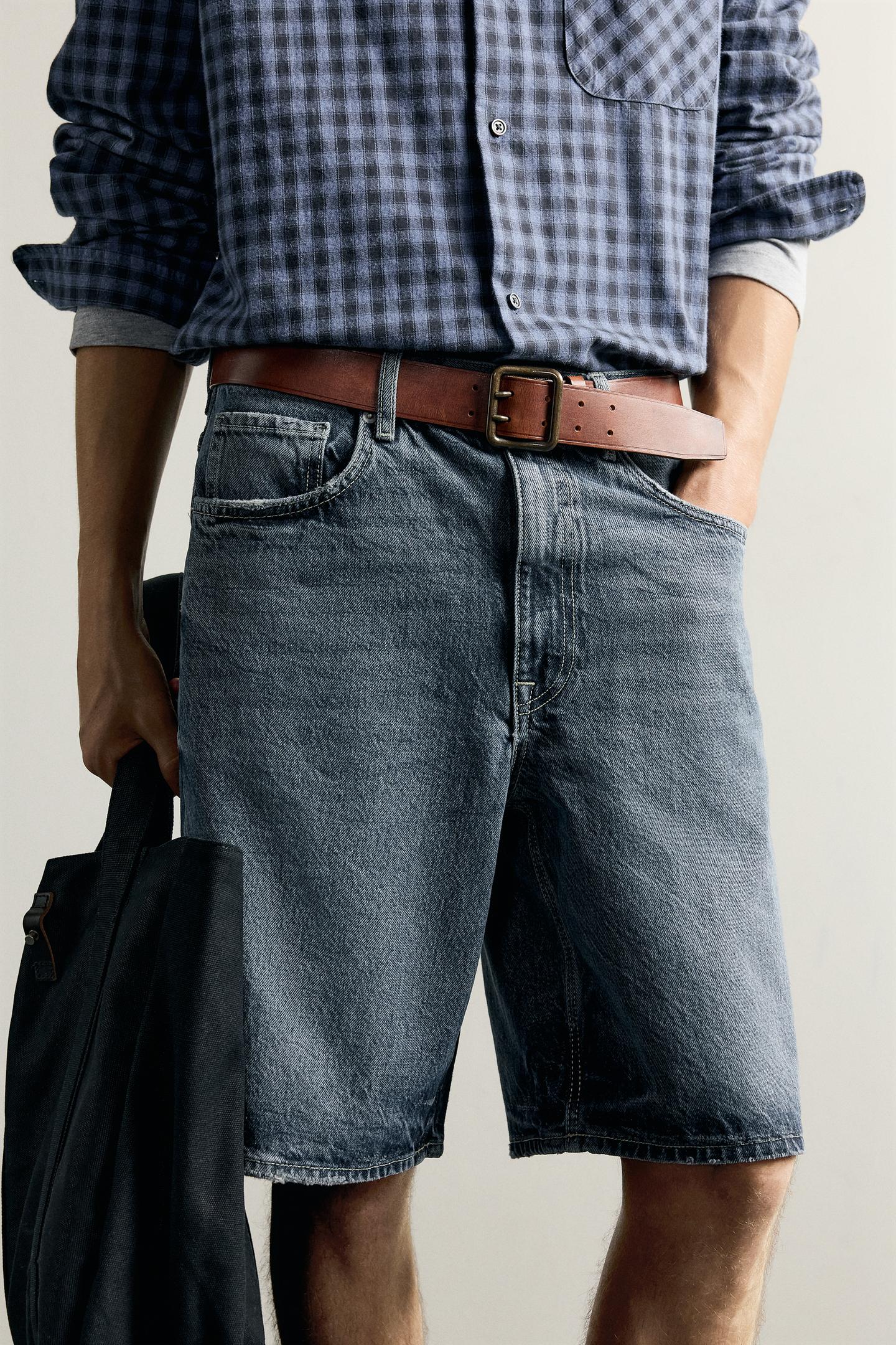 Мужские шорты Zara Relaxed Fit Denim Shorts, цвет: Синий — фото 5