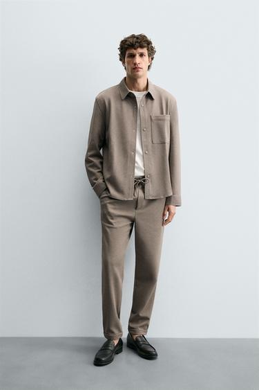 EASY CARE JOGGER WAIST TROUSERS - Tan marl by Zara