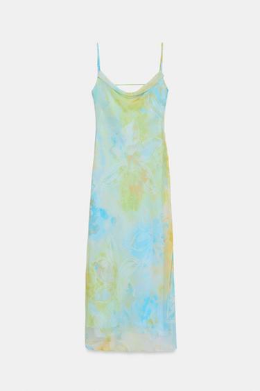 DRAPED PRINTED MIDI DRESS - Blues by Zara - Image 4