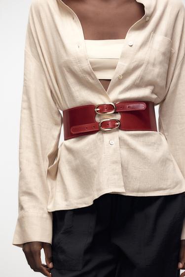 DOUBLE BUCKLE SASH BELT - Red by Zara - Image 1