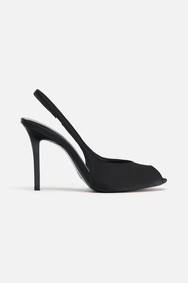 ZAPATO TACÓN DESTALONADO EFECTO SATINADO - Negro de Zara