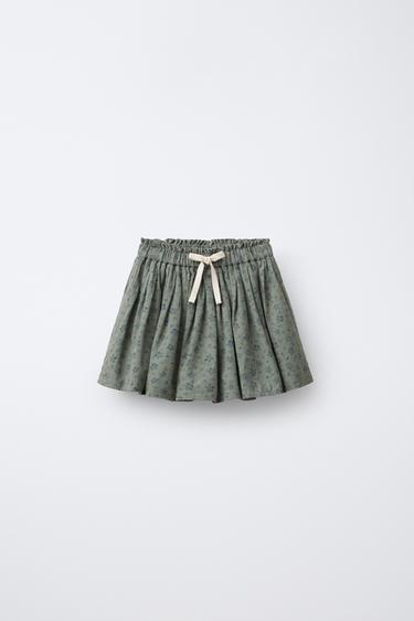 Zara 結構花卉短裙褲 - 灰綠色