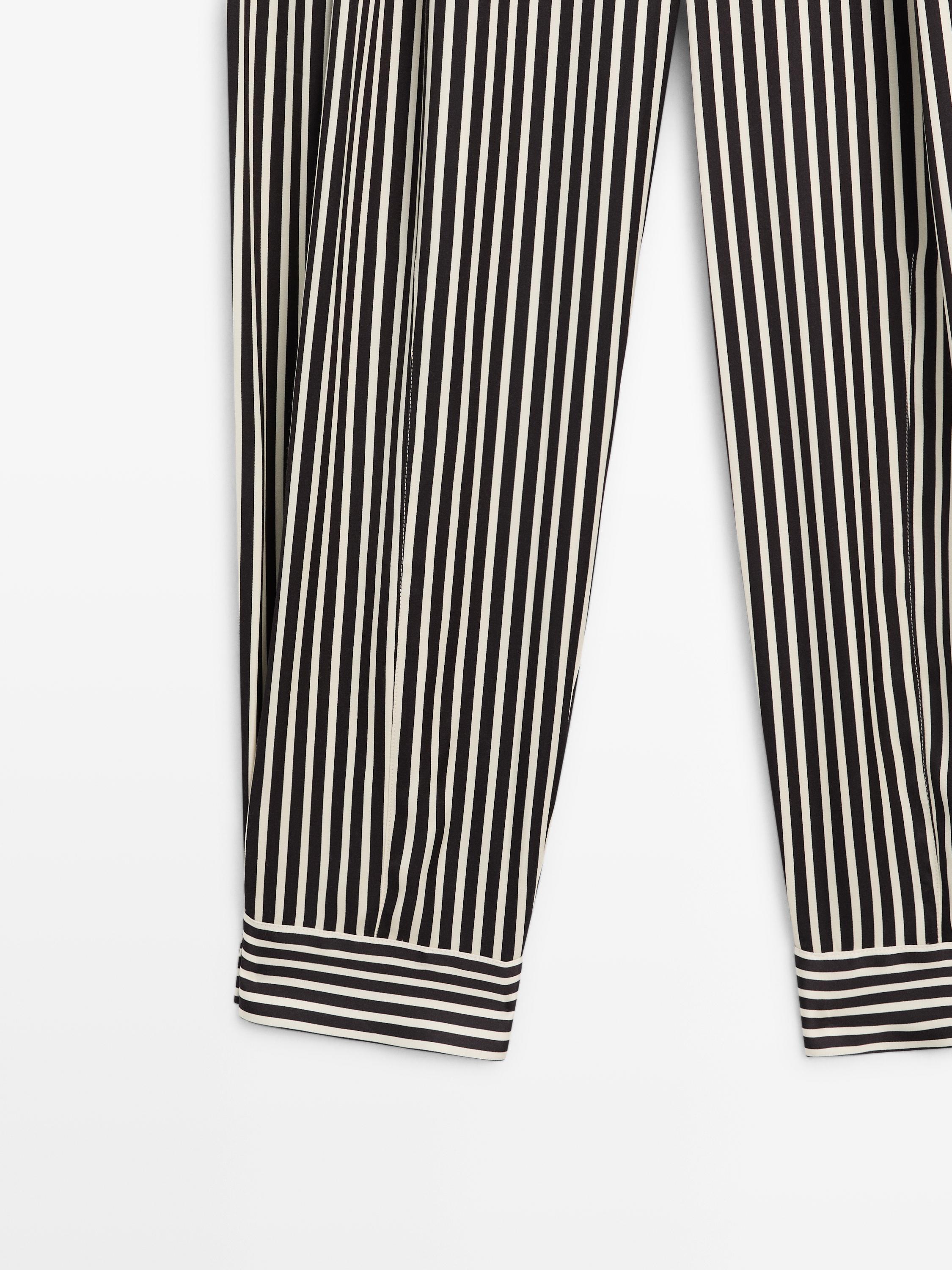 Striped draped pants with darts