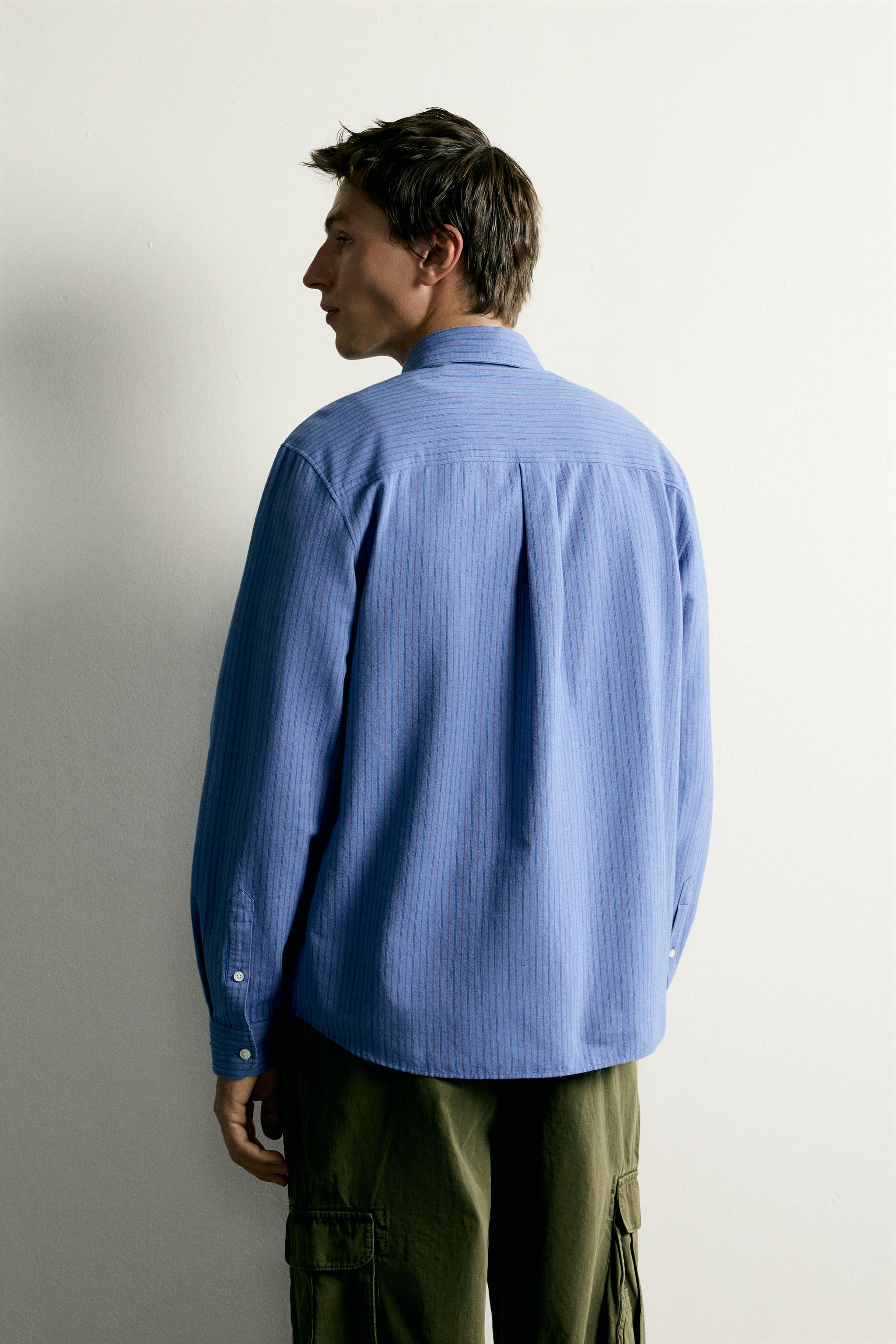 Zara RELAXED FIT ÇİZGİLİ GÖMLEK görsel 3