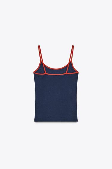CAMISETA TIRANTES CONTRASTE - rojo/marino de Zara