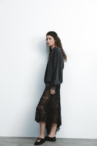 ASYMMETRIC LACE SKIRT - Black by Zara - Image 3