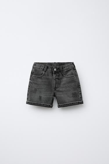 RIPPED DENIM BERMUDA SHORTS - Grey by Zara - Image 0