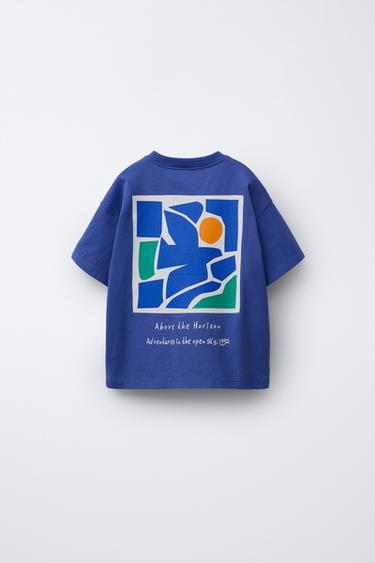 T-SHIRT IMPRIMÉ FORMES GÉOMÉTRIQUES - Bleu roi de Zara - Image 1