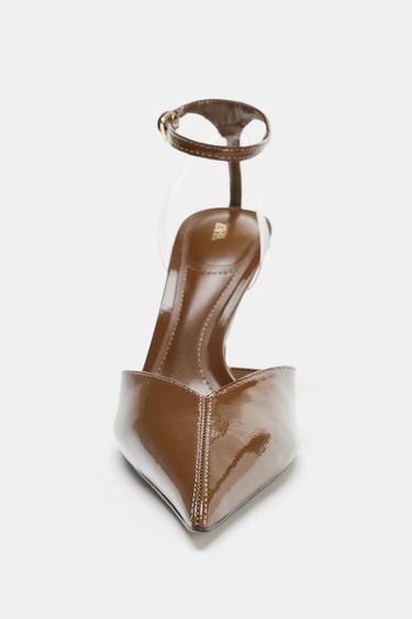 CHAUSSURES À TALONS À EFFET VERNI - Marron de Zara - Image 4