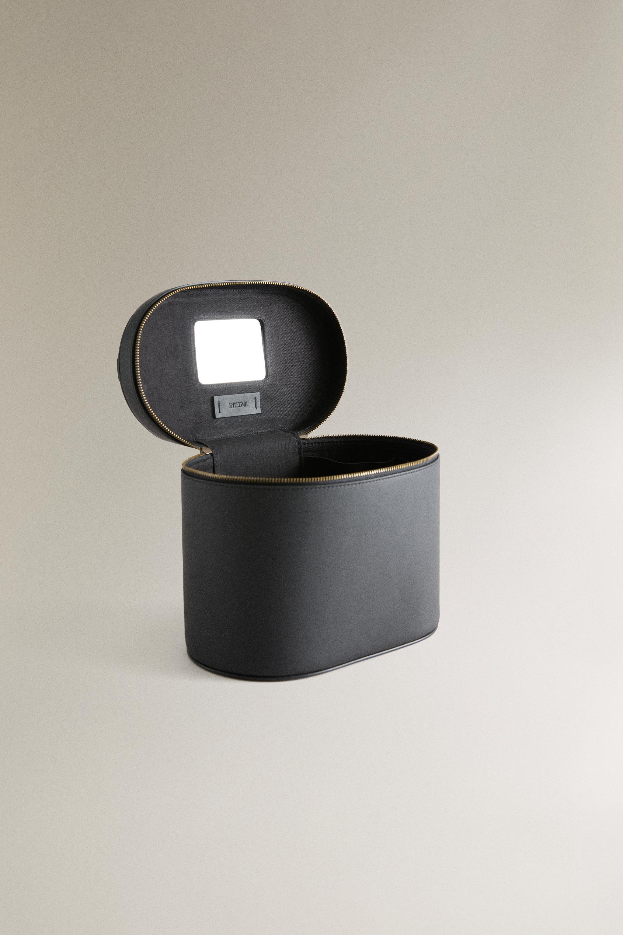 TROUSSE DE TOILETTE RIGIDE CUIR MIROIR
