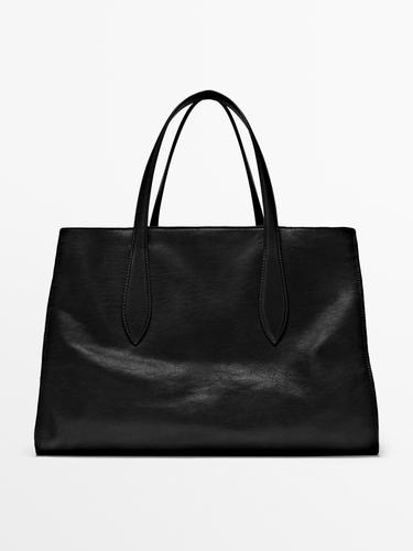 Bolso maxi tote piel napa - Negro de Zara