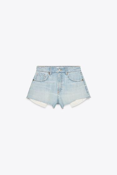 TRF MINI MID-WAIST DENIM SHORTS - Light blue by Zara - Image 4