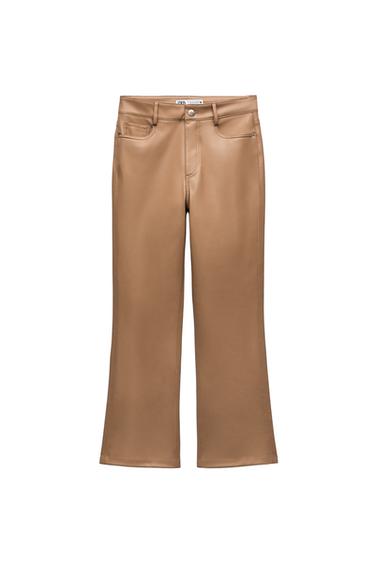 FAUX LEATHER MINI FLARE TROUSERS