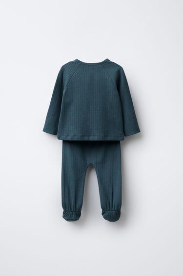 ENSEMBLE T-SHIRT ET LEGGING STRUCTURÉ - Bleu pétrole de Zara - Image 1