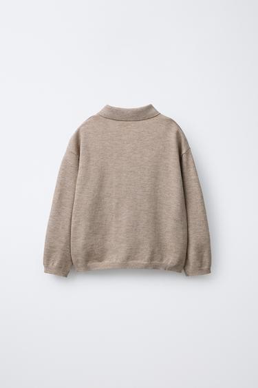 KNITTED POLO SWEATER - Beige by Zara - Image 1