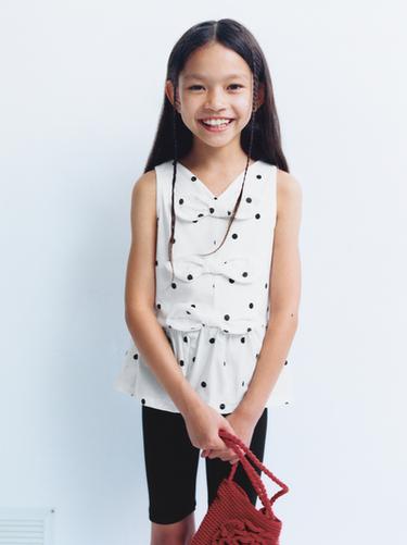 Zara CONTRAST TIE T-SHIRT - Black / White