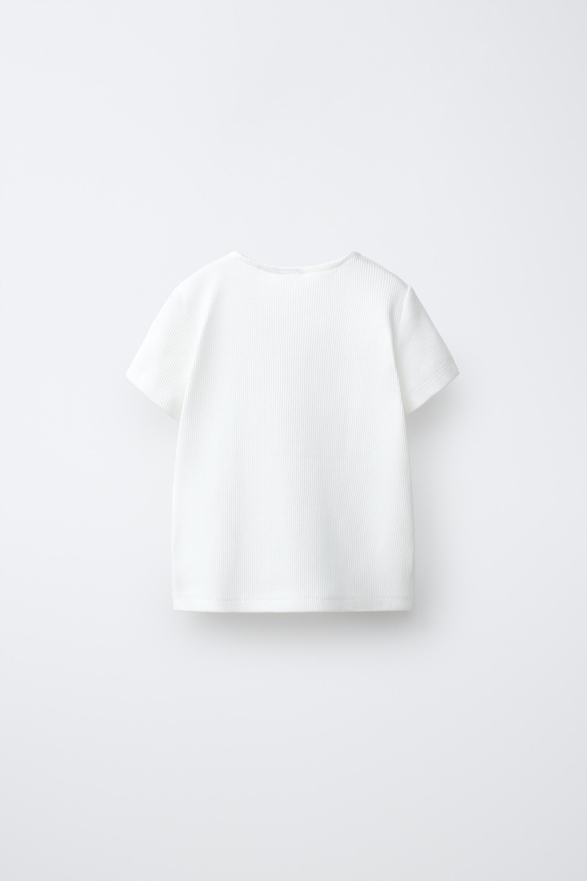 RIBBED T-SHIRT WITH BOWS — White