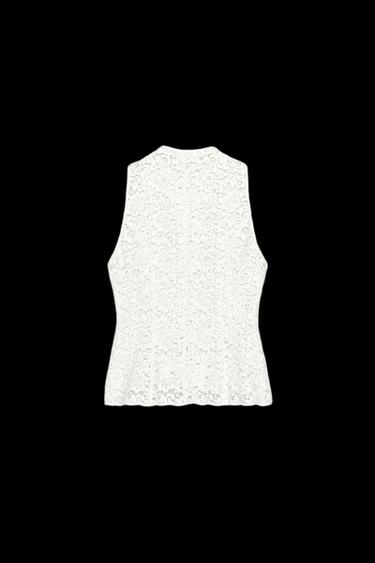 GUIPURE FIREMAN CLASP TOP - White by Zara