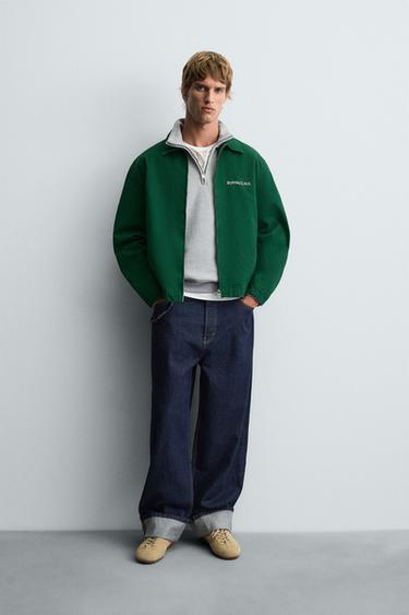 EMBROIDERED ZIP-UP JACKET - Green by Zara - Image 0
