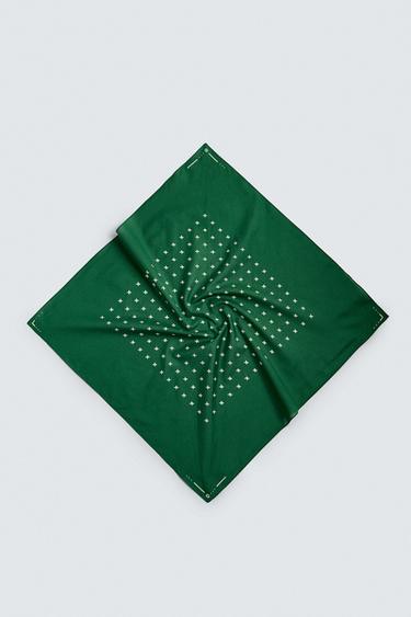 Zara GEOMETRIC PRINT BANDANA - Green
