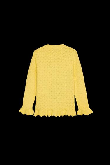 RUFFLED KNIT CARDIGAN - Yellow by Zara
