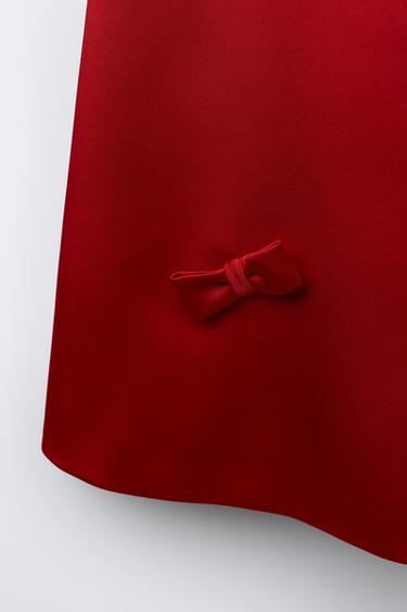 ROBE EN SATIN À NŒUDS - Rouge de Zara - Image 3