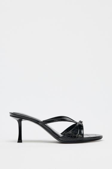TEXTURED HEELED SANDALS WITH BUCKLE - Black by Zara - Image 0