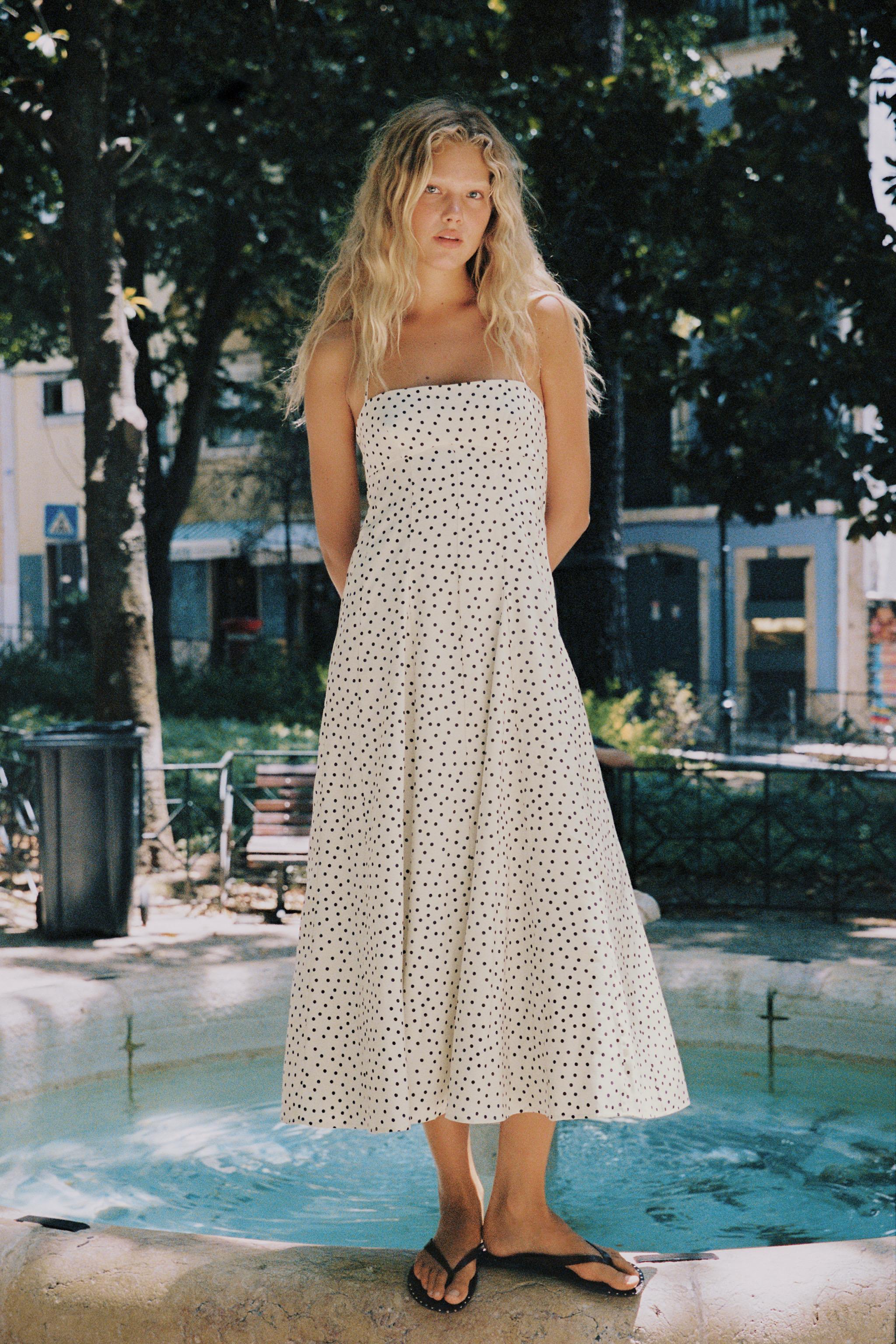 MIDI HALTER NECK DRESS WITH DOTS