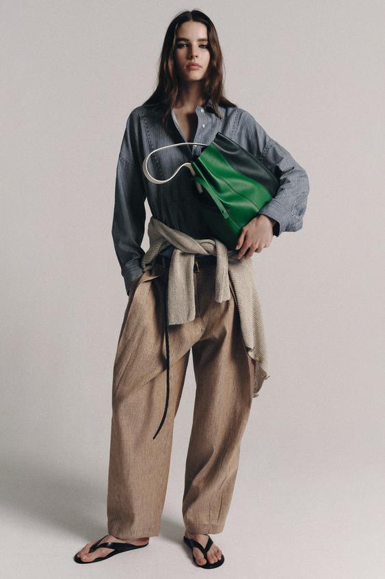 PANTALON À PINCES AVEC LIN ZW COLLECTION - Orange de Zara - Image 0