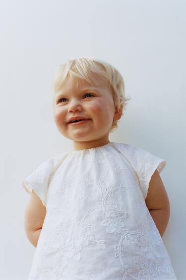 VESTIDO E CALCINHA FLORES BORDADAS - Branco-marfim da Zara