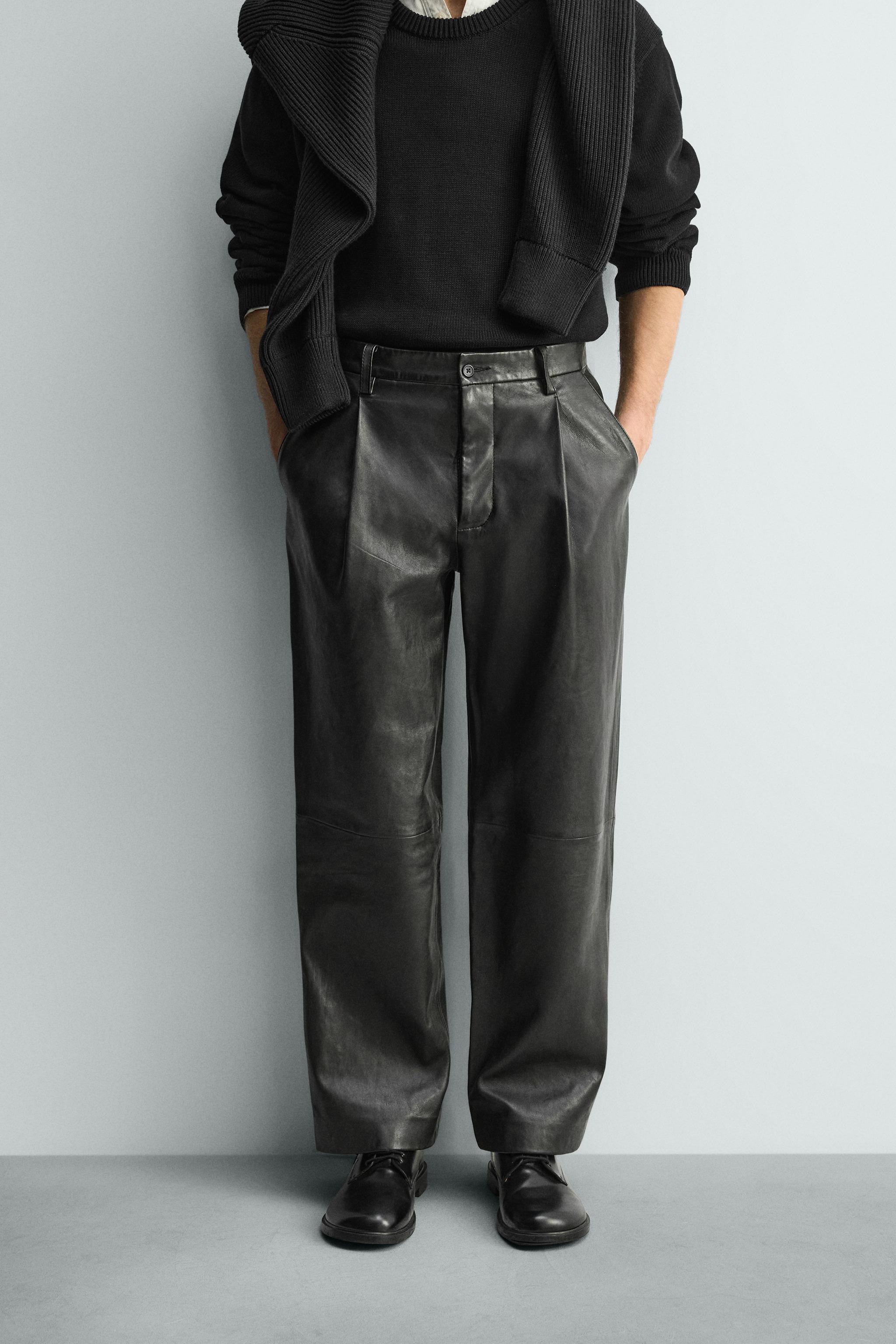 LEATHER STRAIGHT FIT PANTS