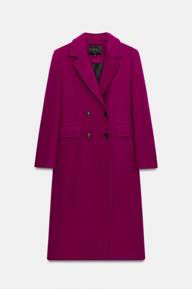 Zara FITTED WOOL BLEND COAT ZW COLLECTION - Raspberry