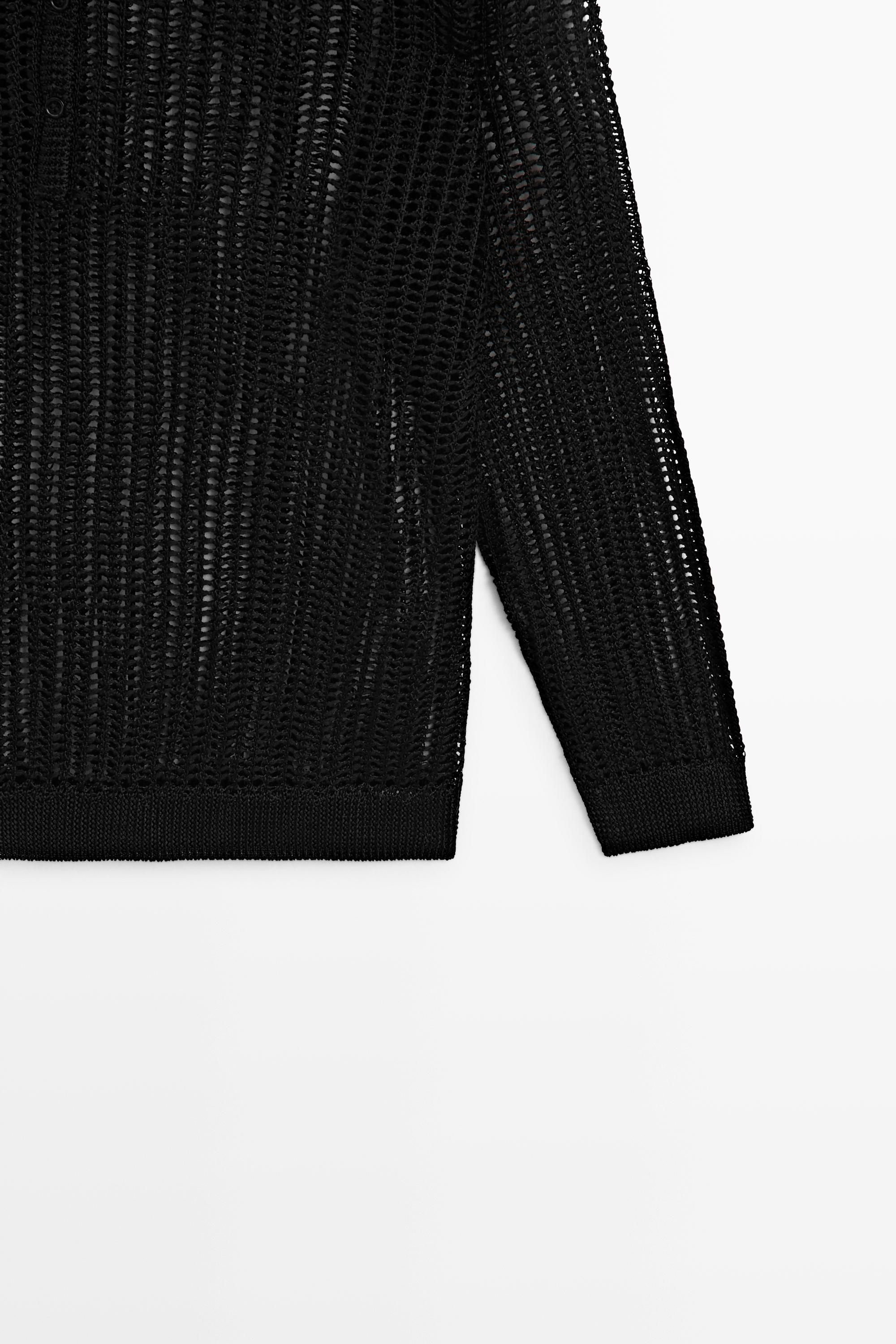 Cutwork knit button-up sweater - STUDIO