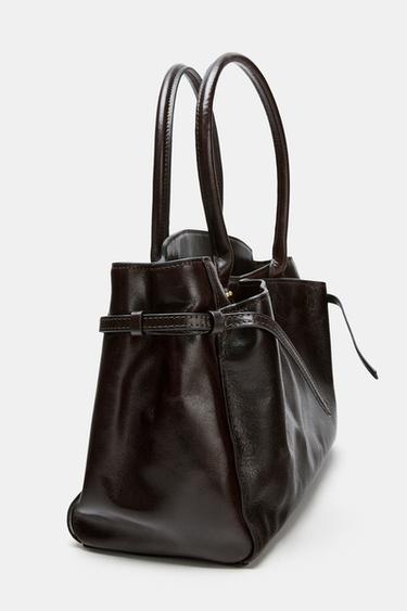 LEATHER CITY BAG - Black by Zara - Image 4