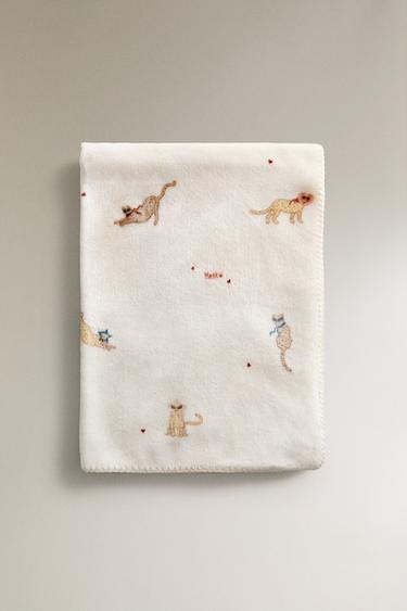 CHILDREN'S CHEETAH FLEECE BLANKET - Pink by Zara - Image 4
